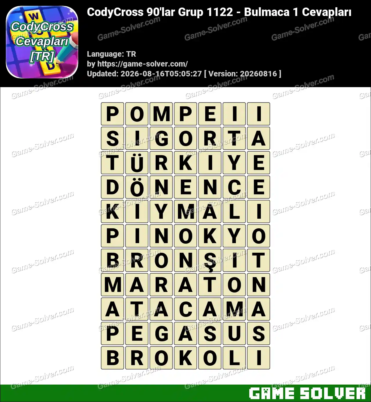 CodyCross 90’lar Grup 1122 – Bulmaca 1 Cevapları